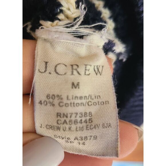 J Crew Linen Cotton Blue Breton Stripe French Sailor Sweater MEDIUM Nautical - Picture 5 of 7